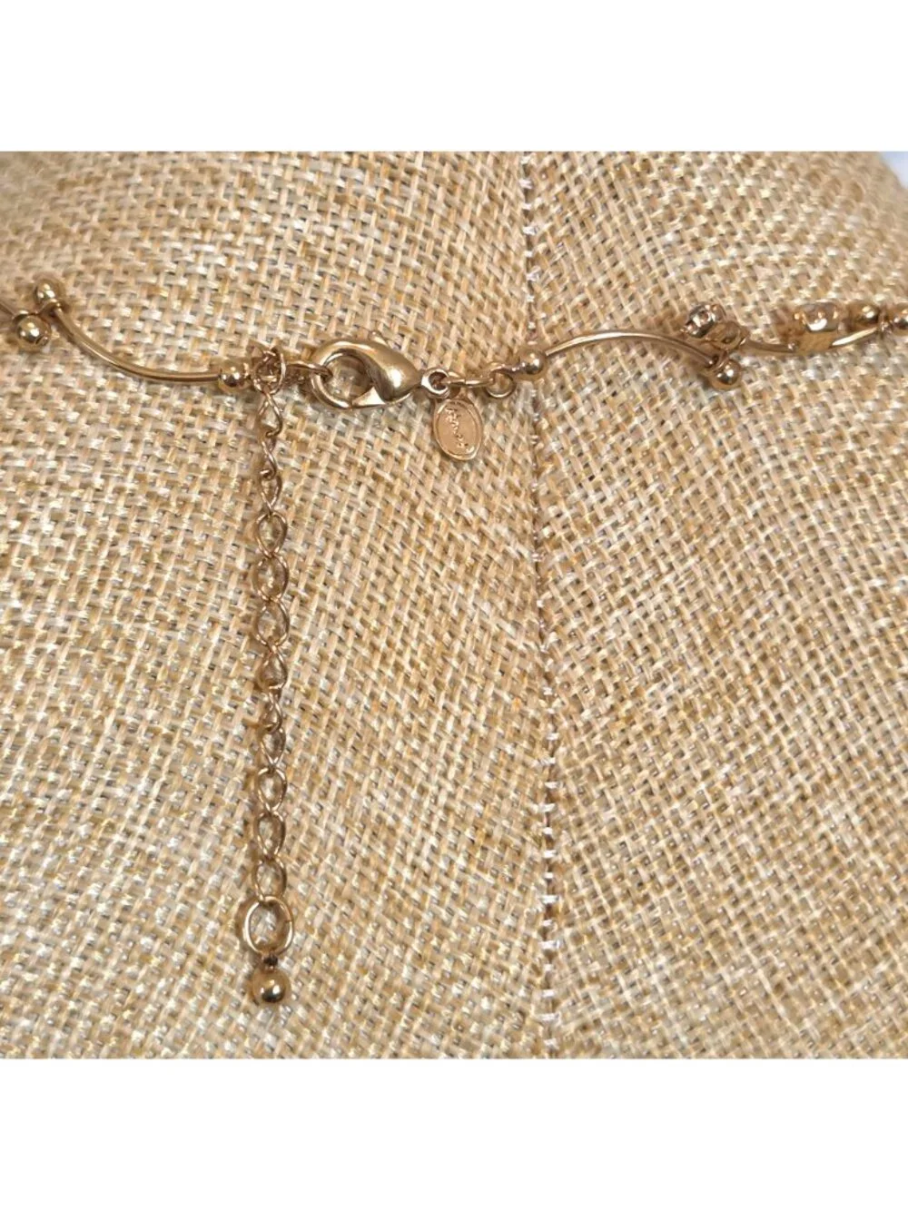 Monet Vintage Curvy Gold Tone Bar Link Clear Rhinestone 16